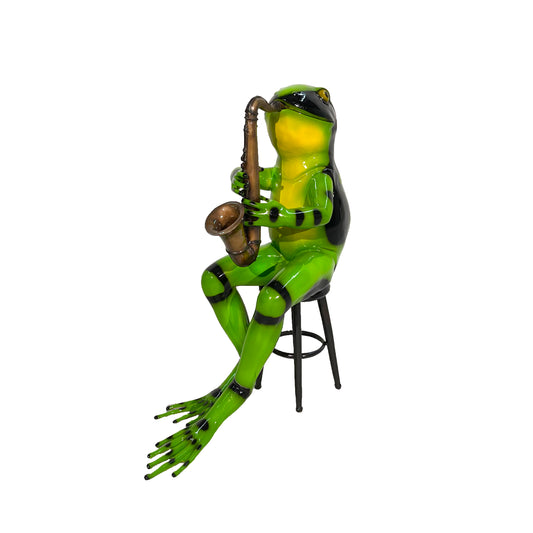 Musical Frog playing Saxophone Bronze Statue