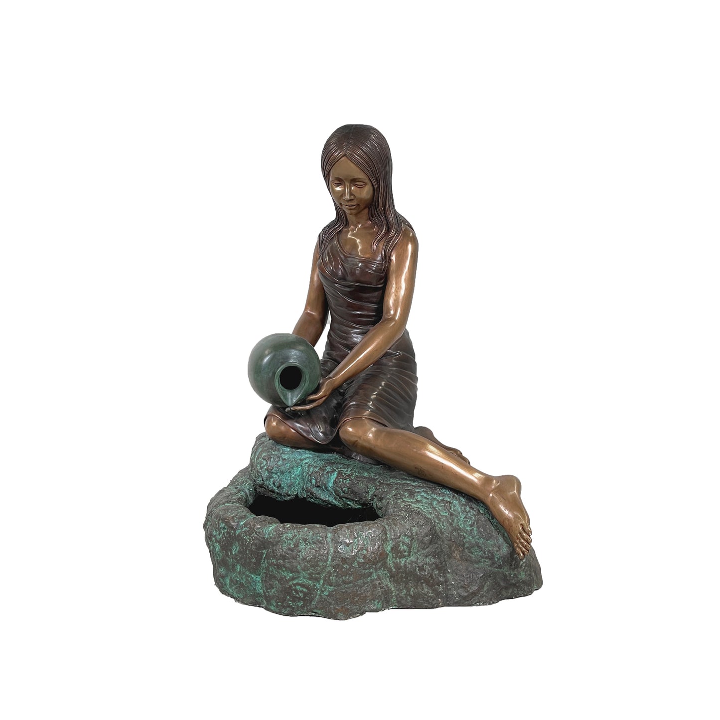 Julia sitting with Vase Fountain Bronze Statue