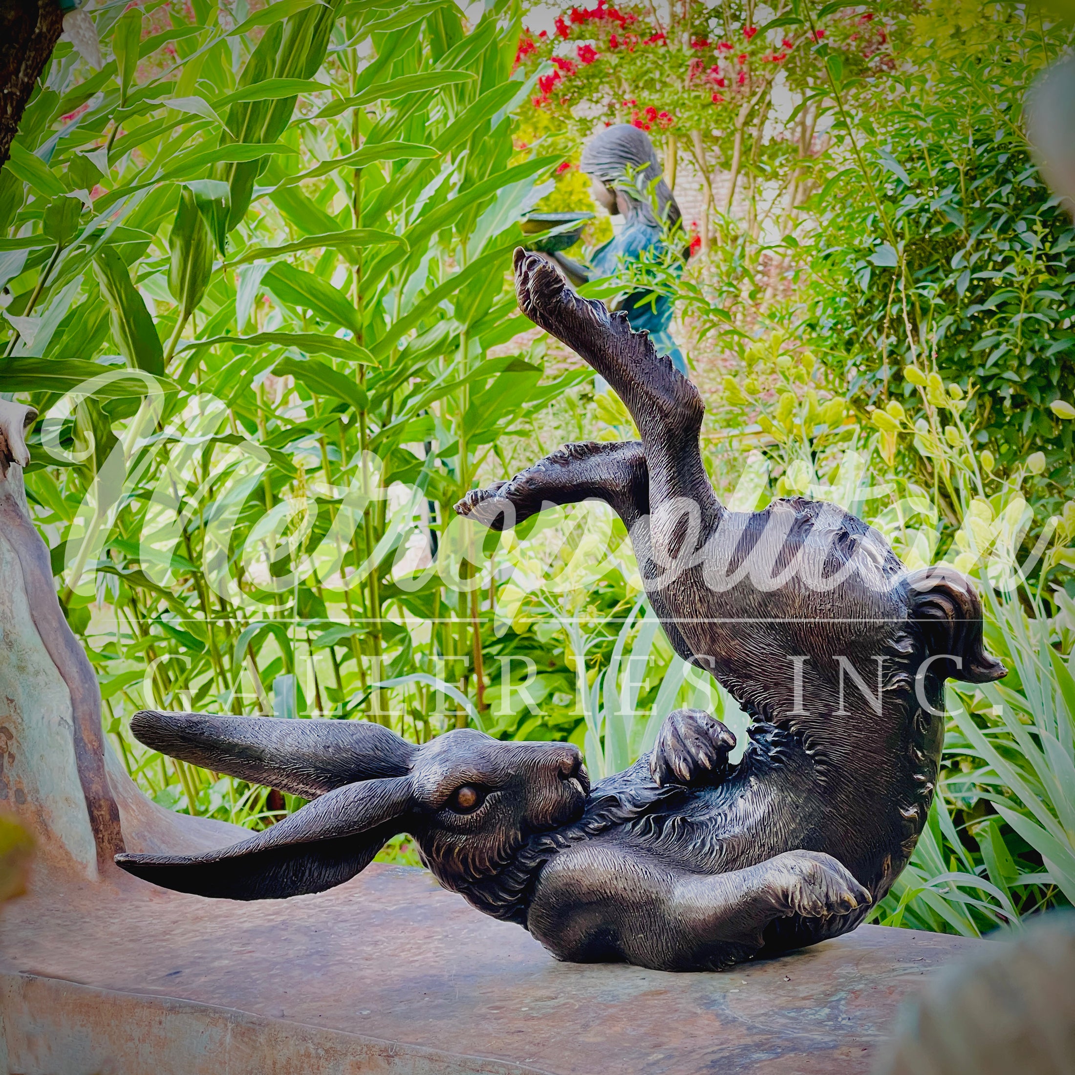 Bronze Tumbling Bunny Rabbit Statue 19