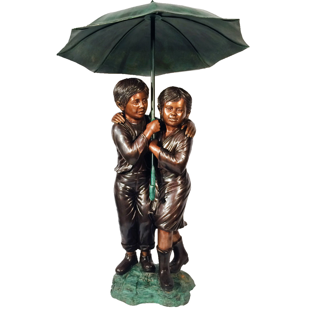 Children Under Umbrella Fountain Bronze Statue