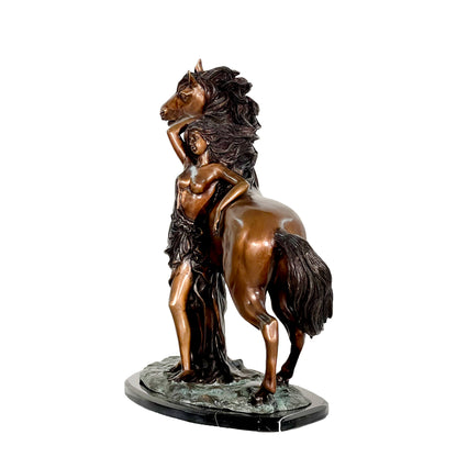 Reminiscent Lady with Horse Table-top Bronze Statue