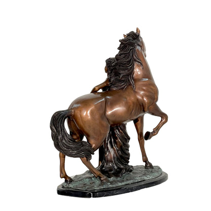 Reminiscent Lady with Horse Table-top Bronze Statue