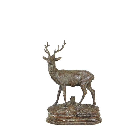 Deer on Base Table-top Bronze Statue