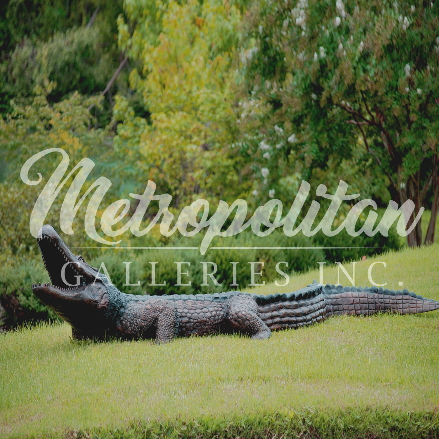 Large Alligator Fountain Bronze Statue