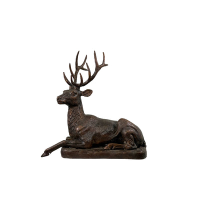 Reclining Deer Table-top Bronze Statue