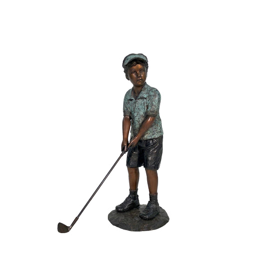 Little Boy Golfer Bronze Statue