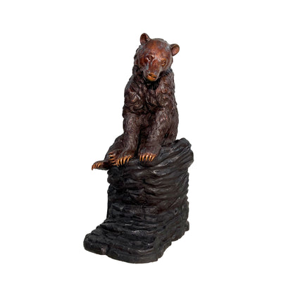 Bear Sitting on Rock Bronze Statue