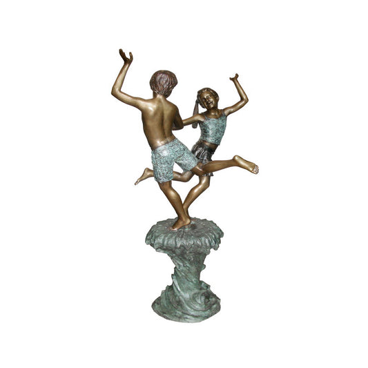 Boy & Girl Beach Fountain Bronze Statue