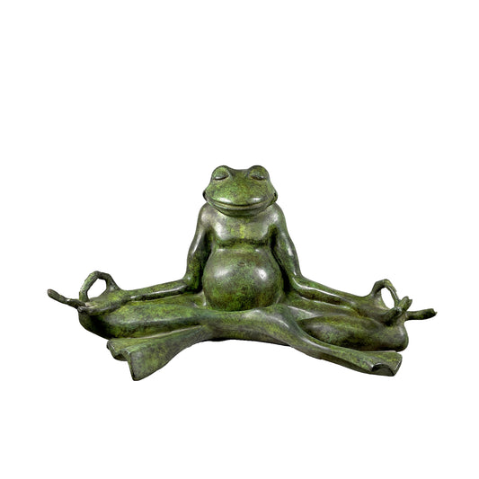 Large Meditating Frog Table-top Bronze Statue